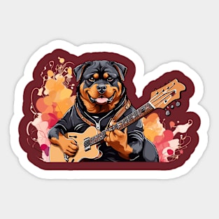 Rottweiler Playing Guitar Sticker